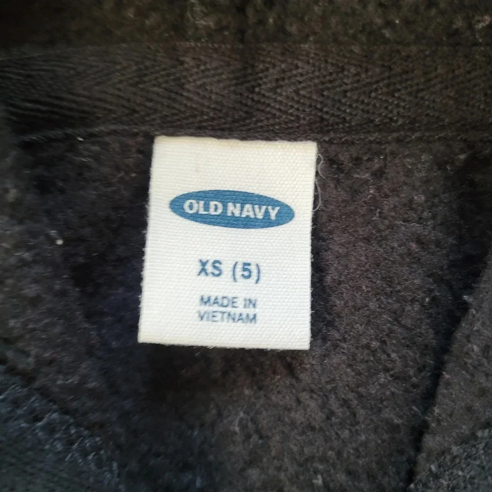 Old Navy Black and White Zip Up Hooded Sweatshirt Size Girl's XS 5